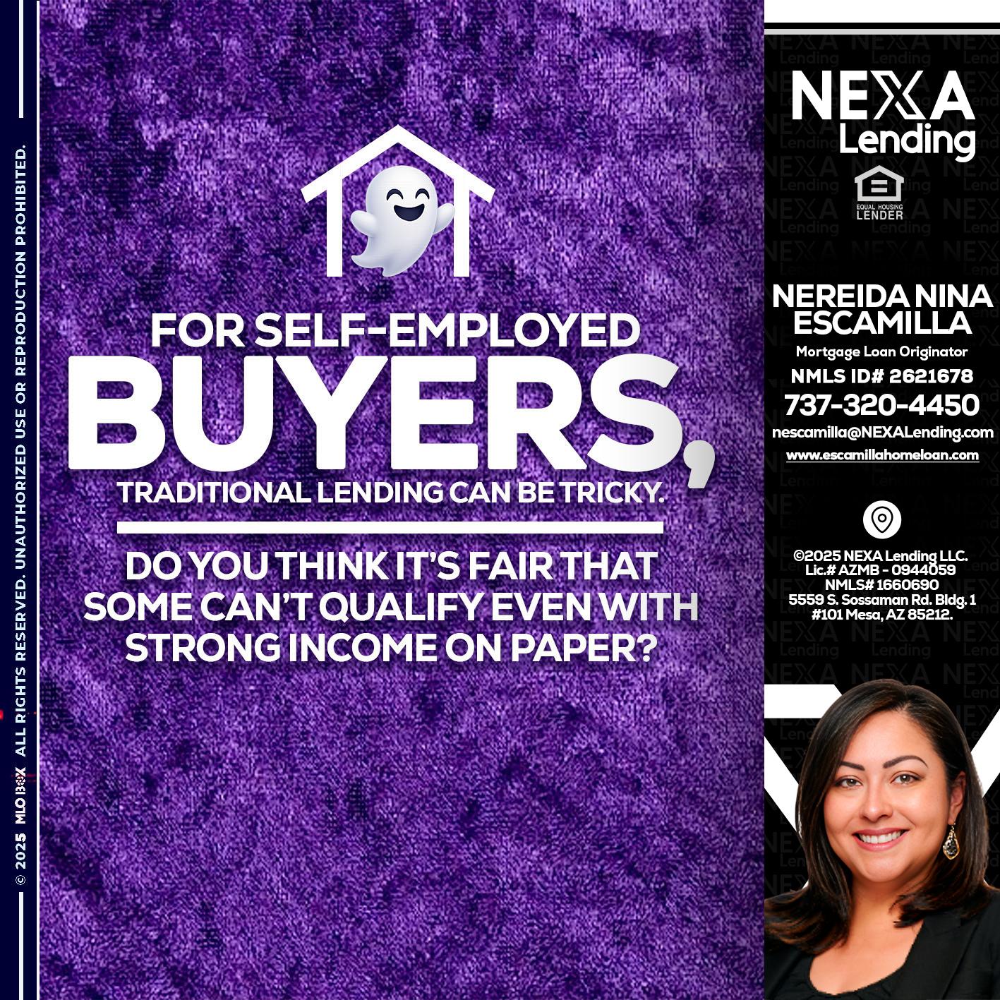 for self employed - Nereida Nina Escamilla -Mortgage Loan Originator