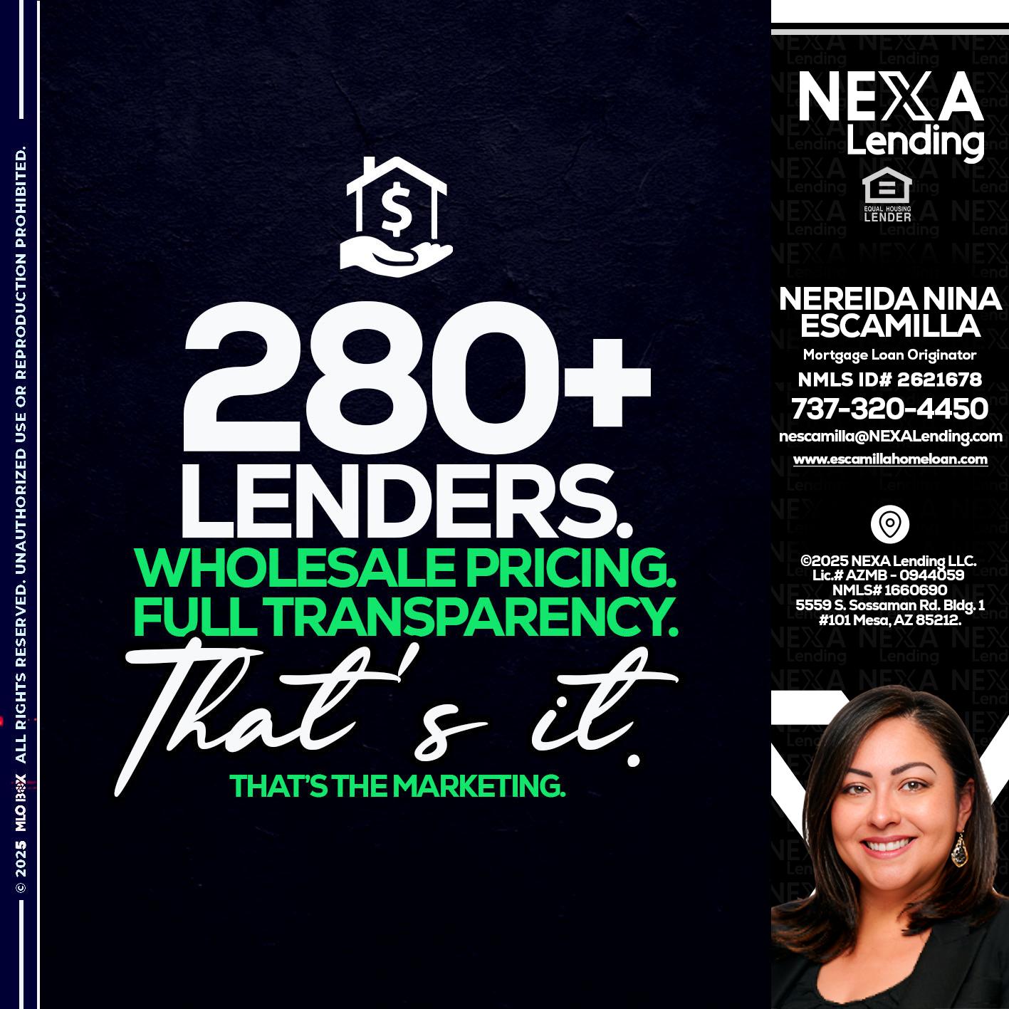 280+ LENDERS - Nereida Nina Escamilla -Mortgage Loan Originator