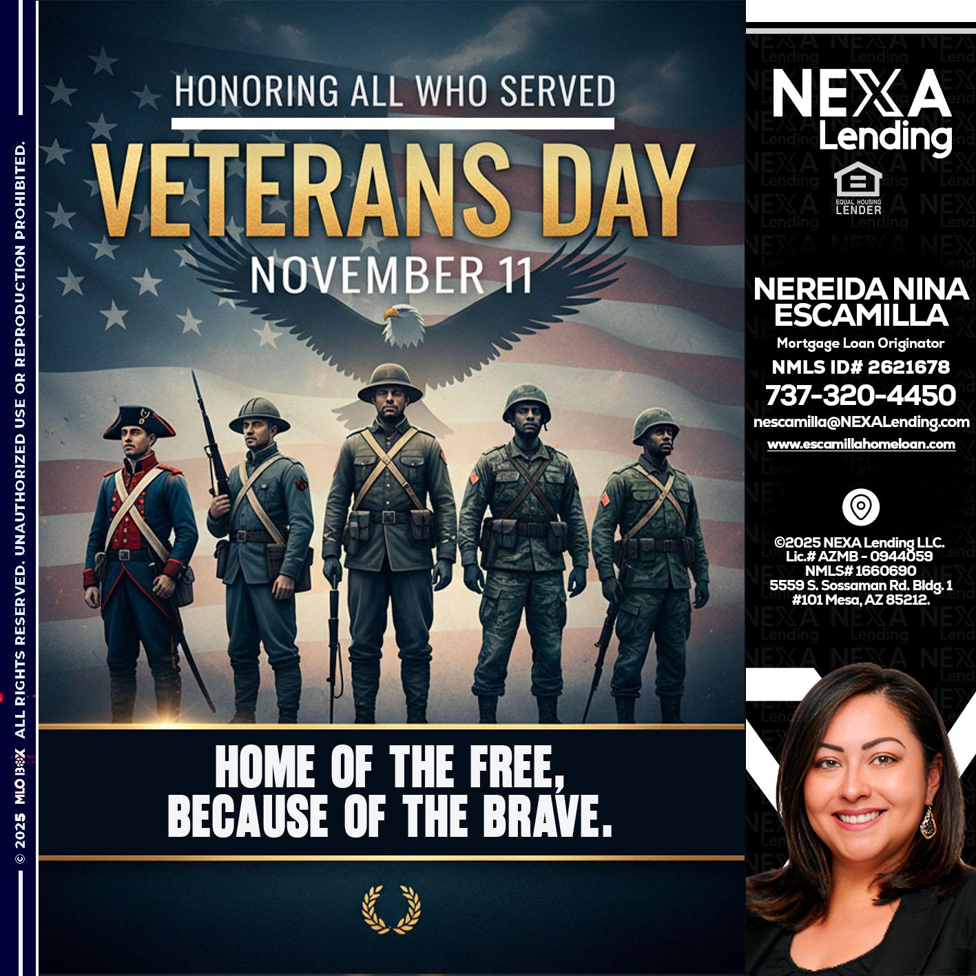 Veterans Day - Nereida Nina Escamilla -Mortgage Loan Originator