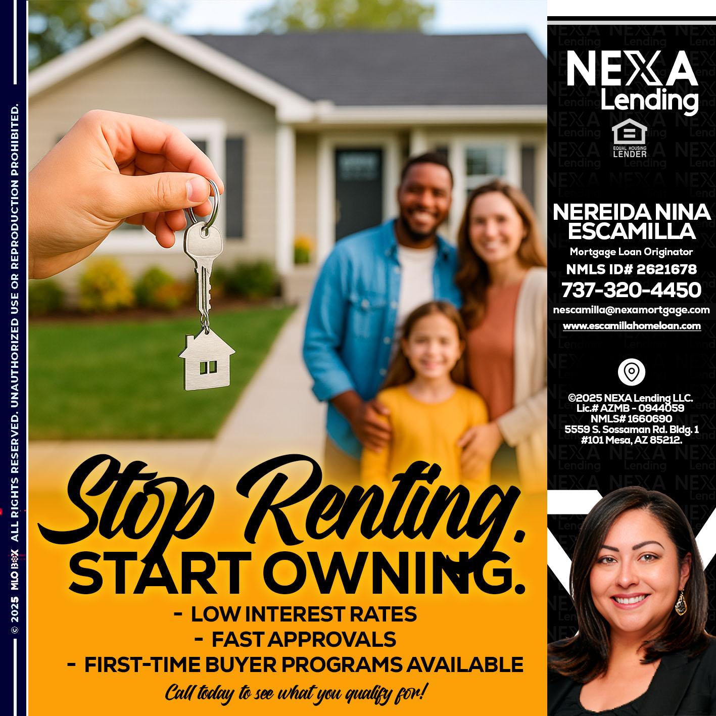 STOP RENTING - Nereida Nina Escamilla -Mortgage Loan Originator