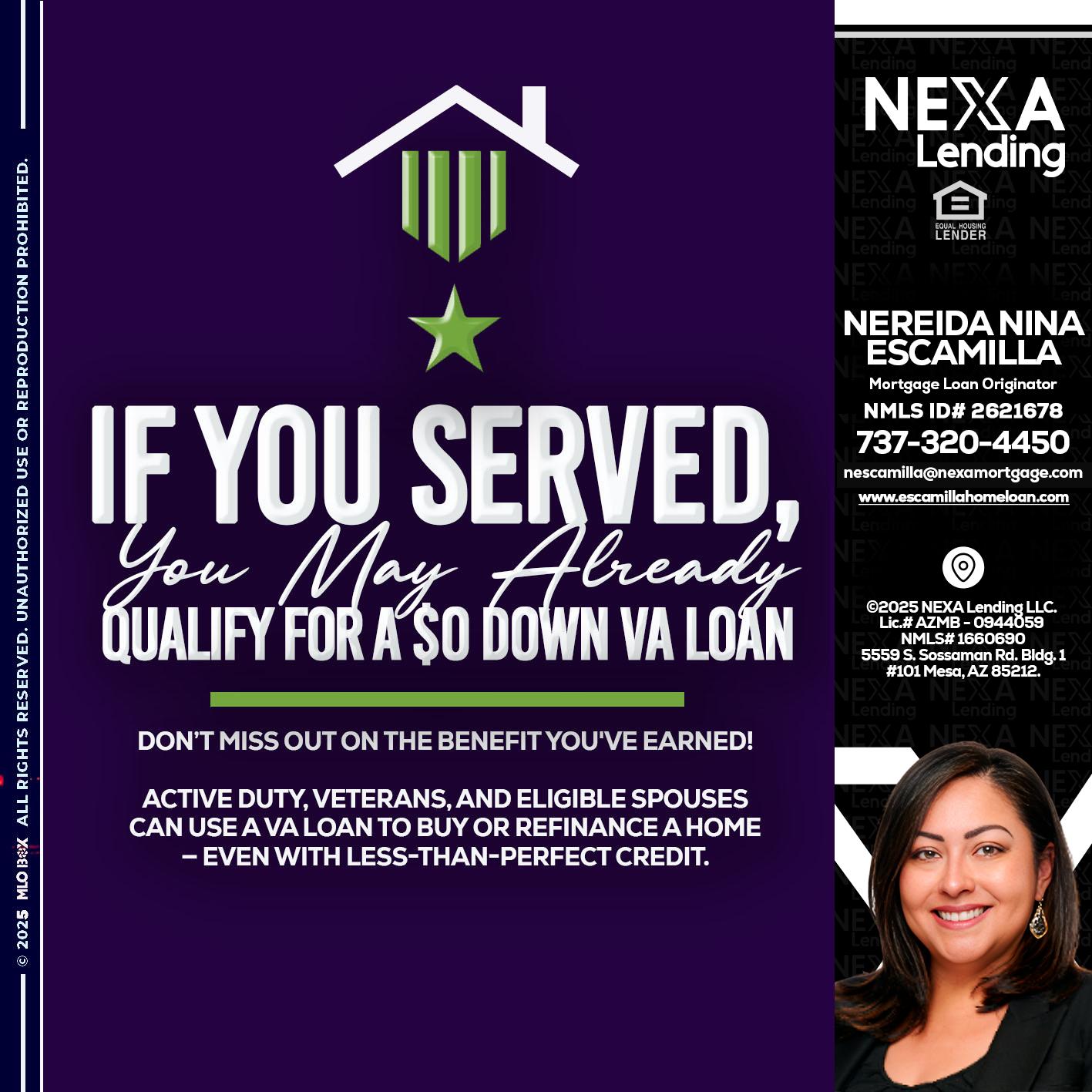IF YOU SERVED - Nereida Nina Escamilla -Mortgage Loan Originator