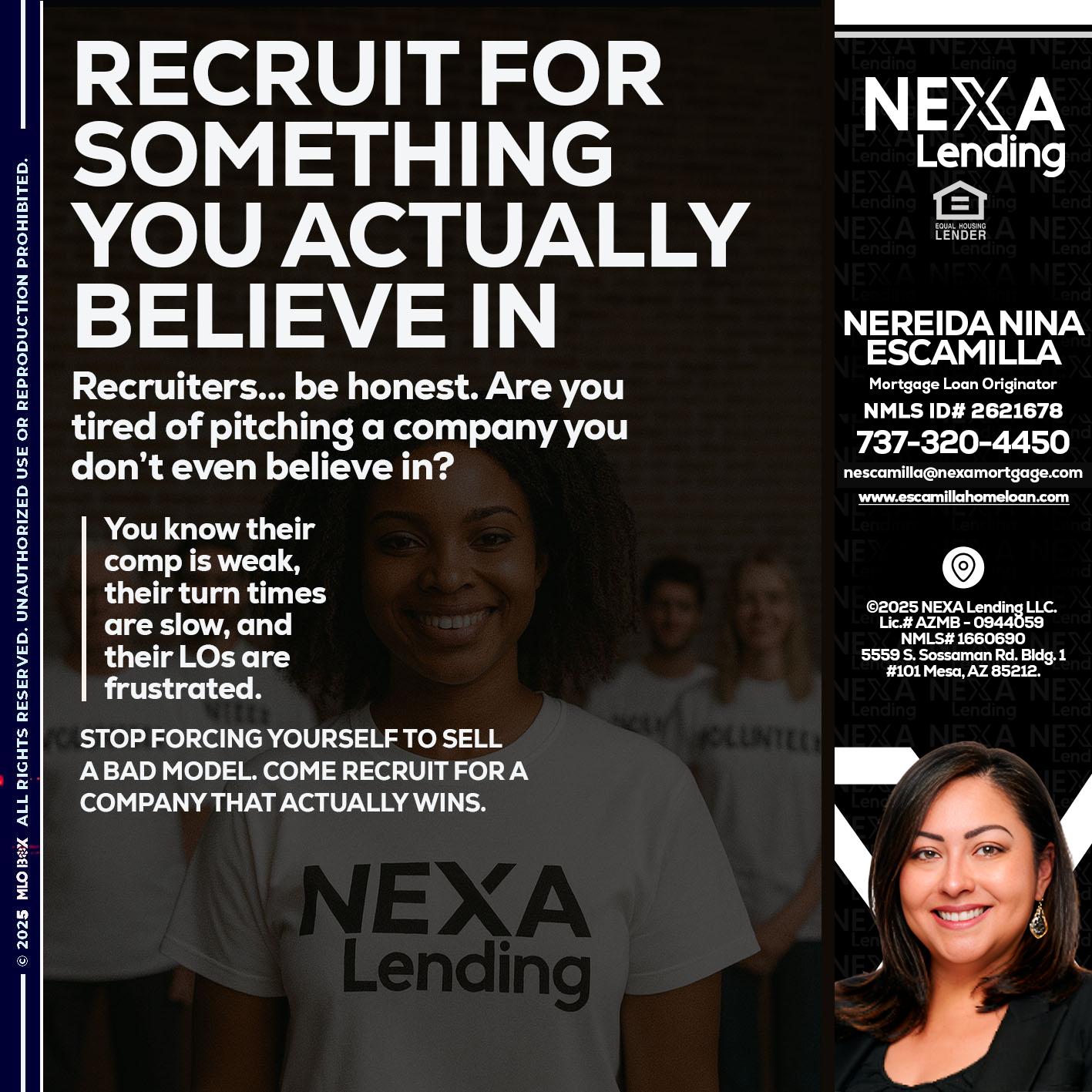 RECRUITING - Nereida Nina Escamilla -Mortgage Loan Originator