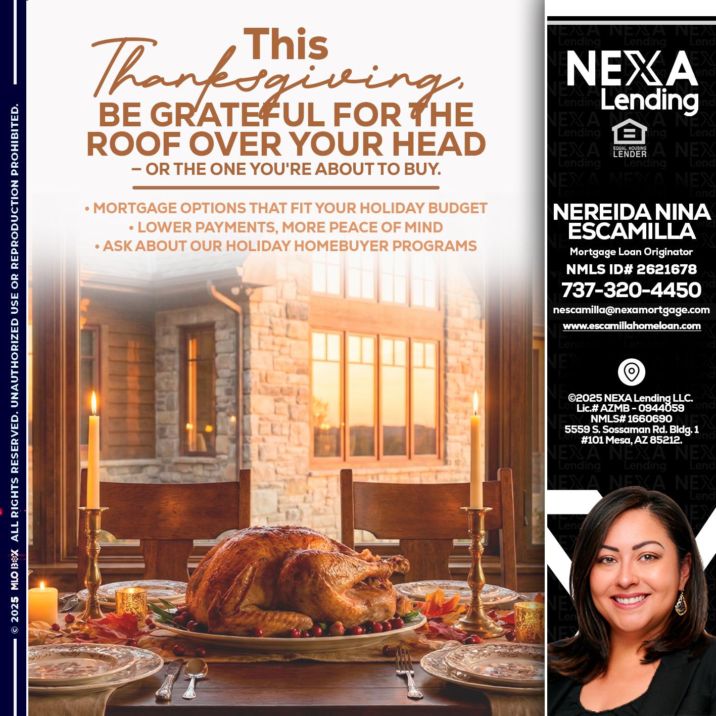 THIS THANKSGIVING - Nereida Nina Escamilla -Mortgage Loan Originator
