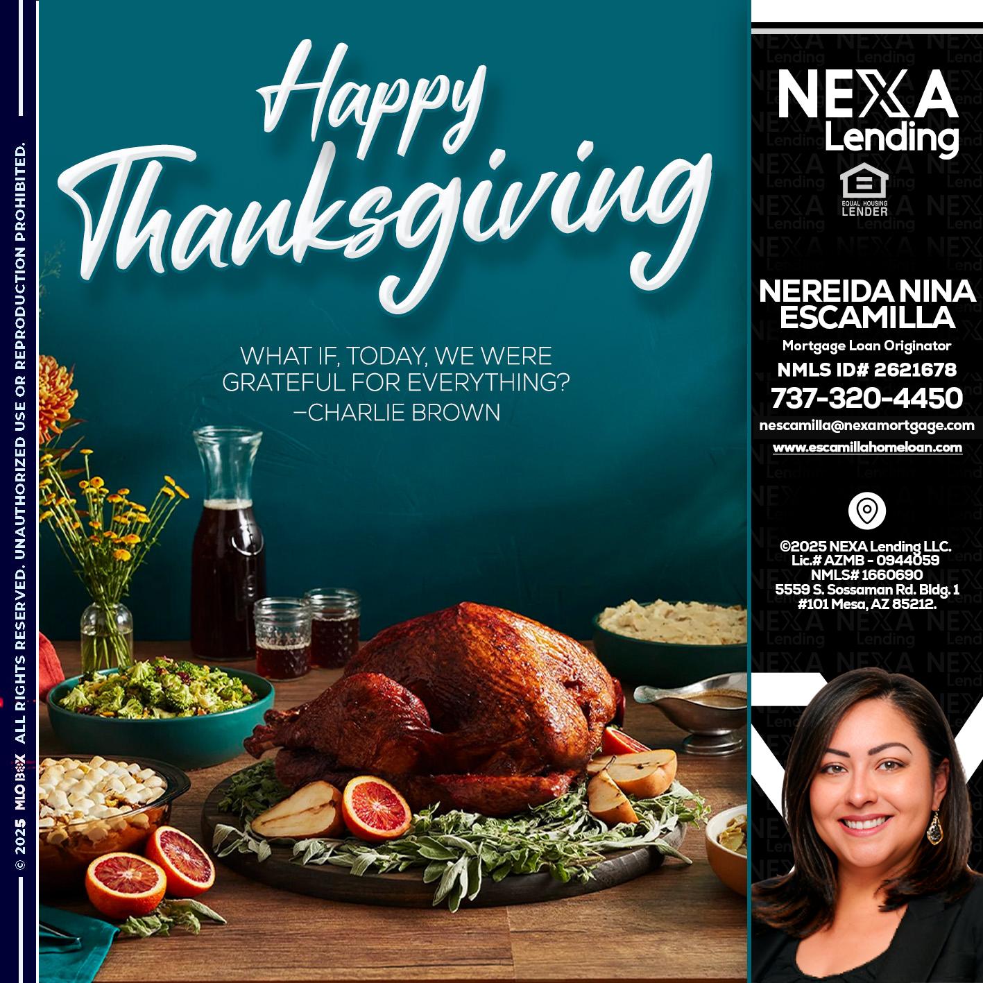 happy Thanksgiving - Nereida Nina Escamilla -Mortgage Loan Originator
