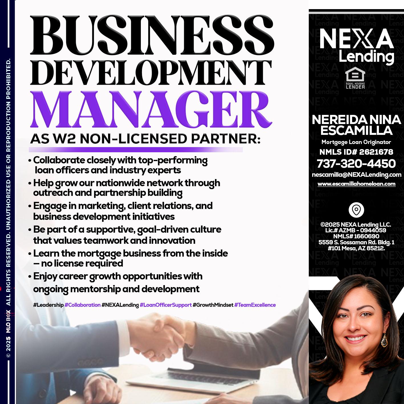 business development - Nereida Nina Escamilla -Mortgage Loan Originator