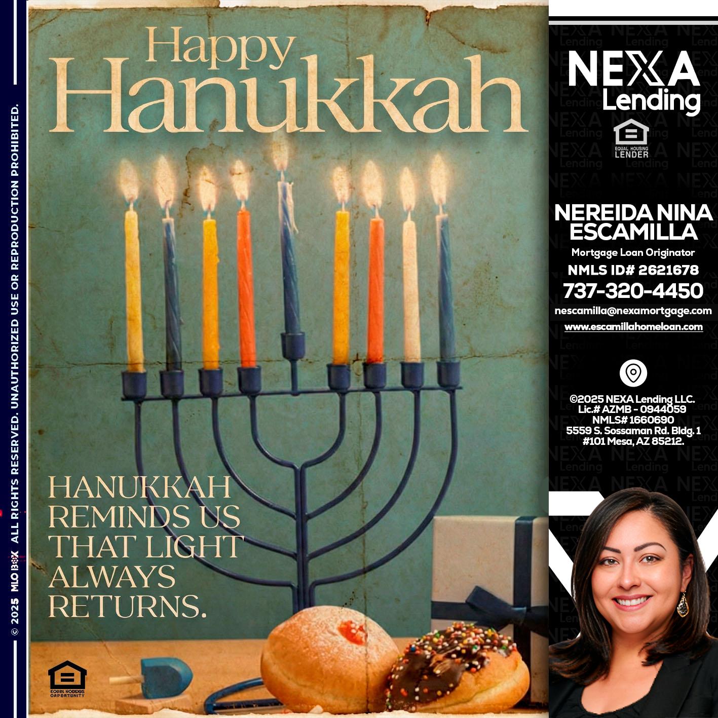 HAPPY HANUKKAH - Nereida Nina Escamilla -Mortgage Loan Originator