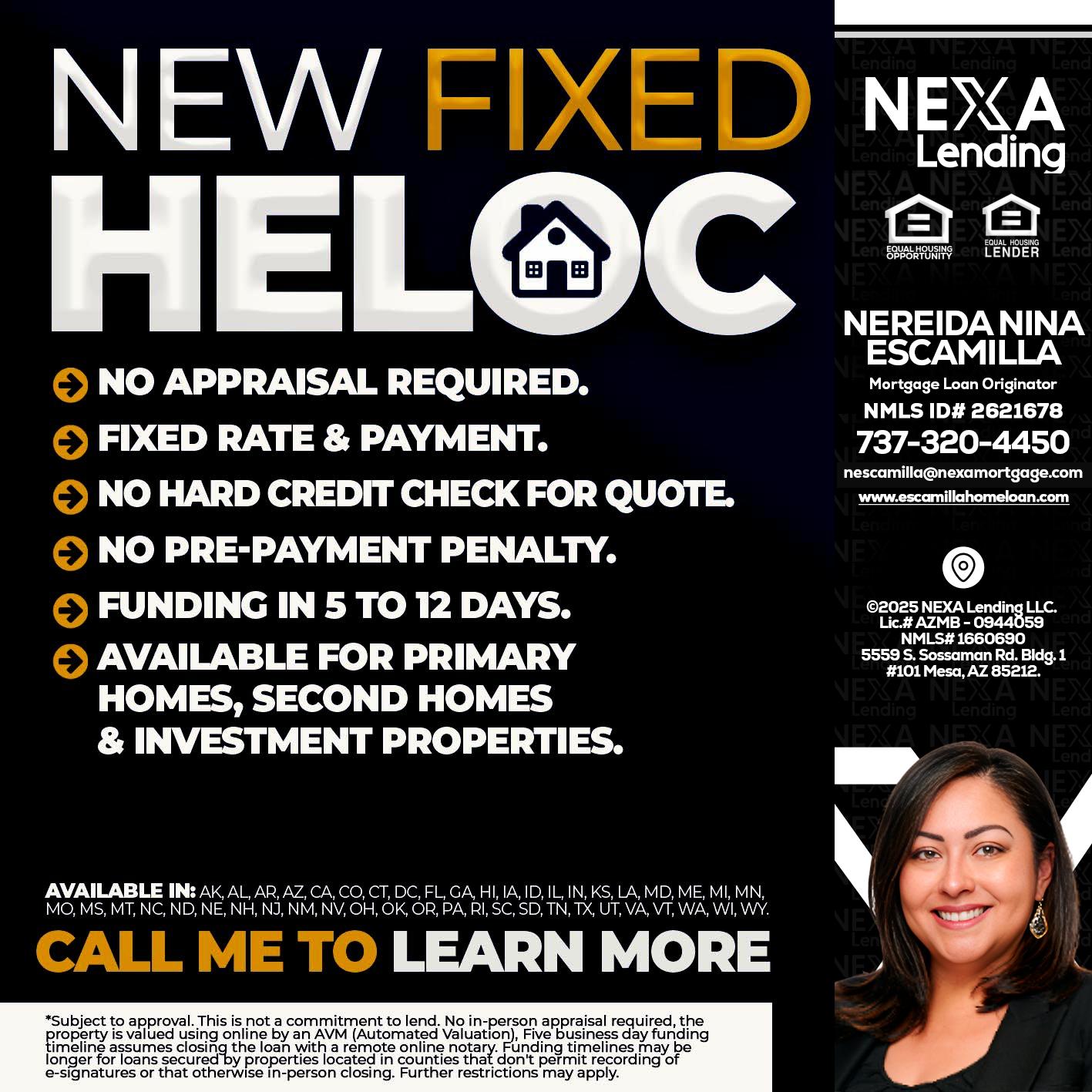 HELOC - Nereida Nina Escamilla -Mortgage Loan Originator