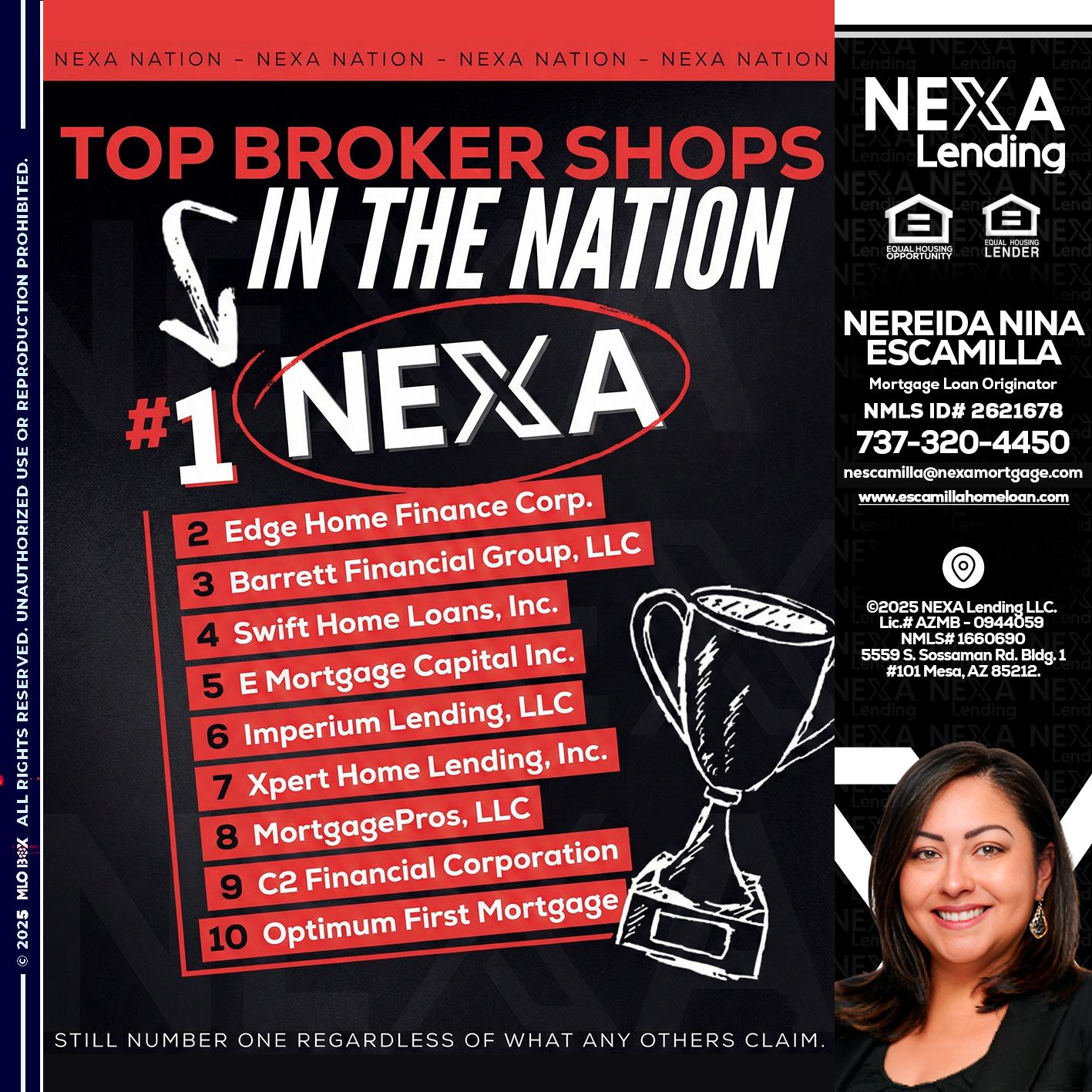 top broker - Nereida Nina Escamilla -Mortgage Loan Originator