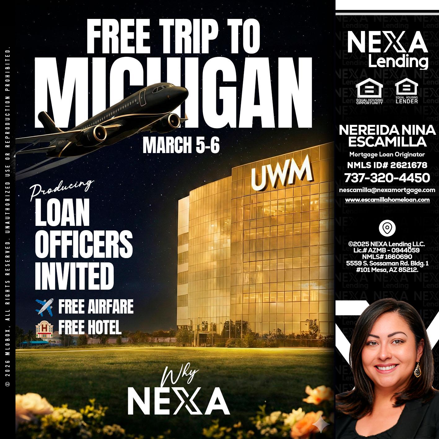 free Michigan trip - Nereida Nina Escamilla -Mortgage Loan Originator