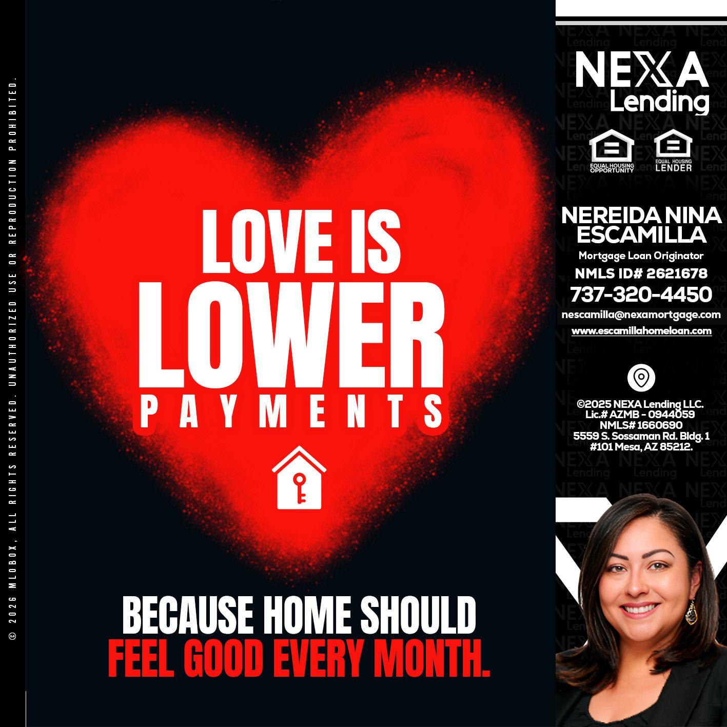 LOVE IS LOWER - Nereida Nina Escamilla -Mortgage Loan Originator