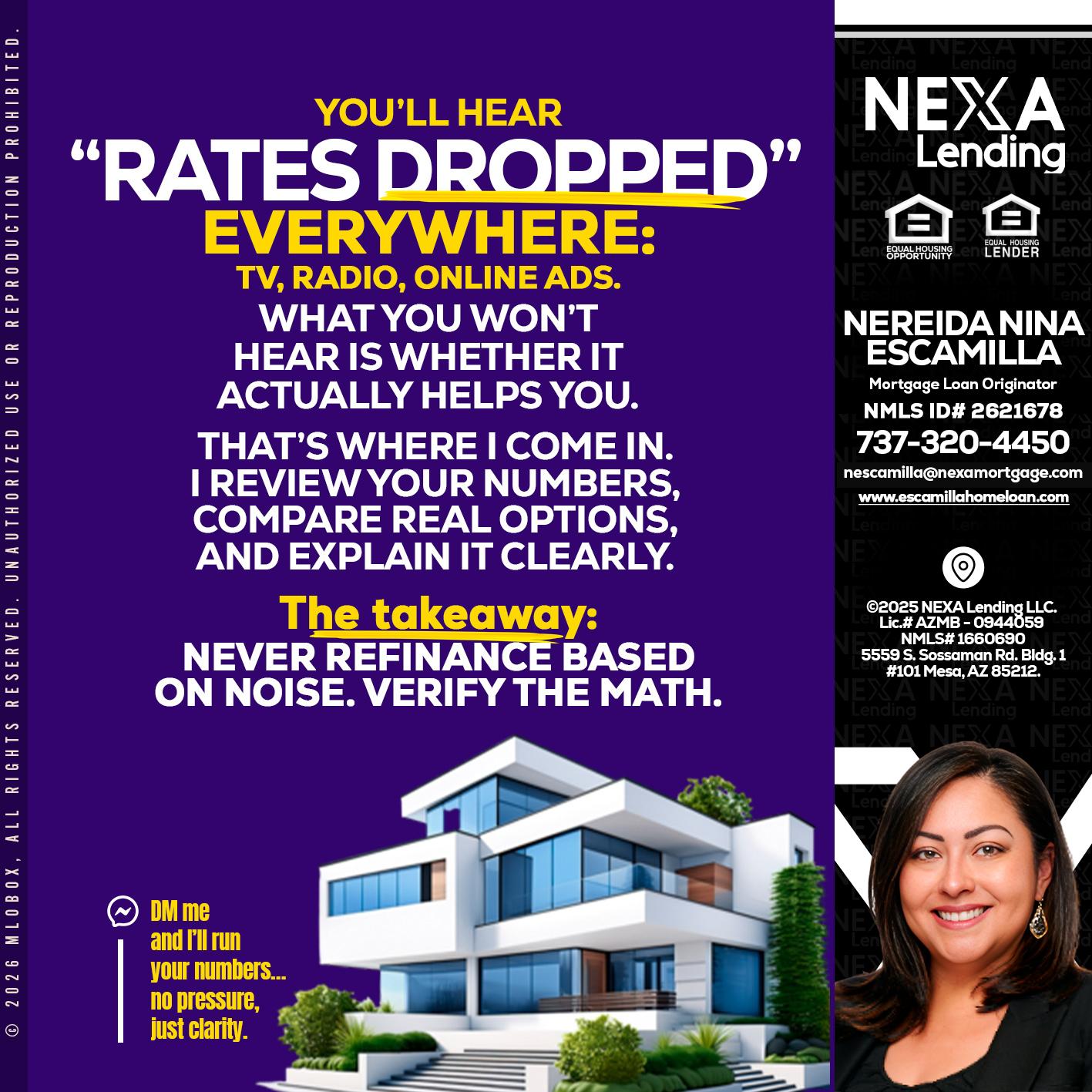 RATES DOPPED - Nereida Nina Escamilla -Mortgage Loan Originator