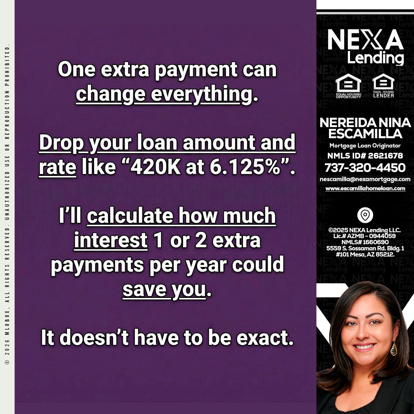 ONE EXTRA - Nereida Nina Escamilla -Mortgage Loan Originator