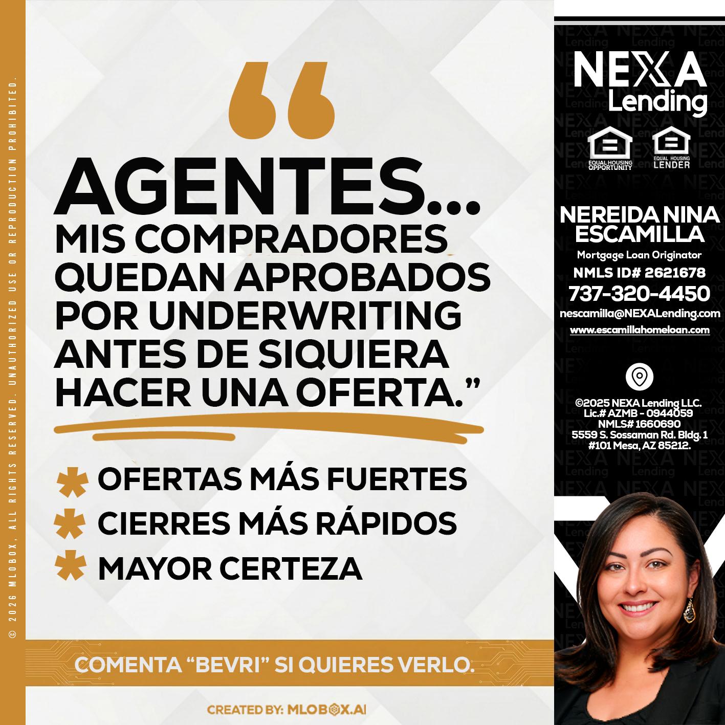 AGENTES - Nereida Nina Escamilla -Mortgage Loan Originator