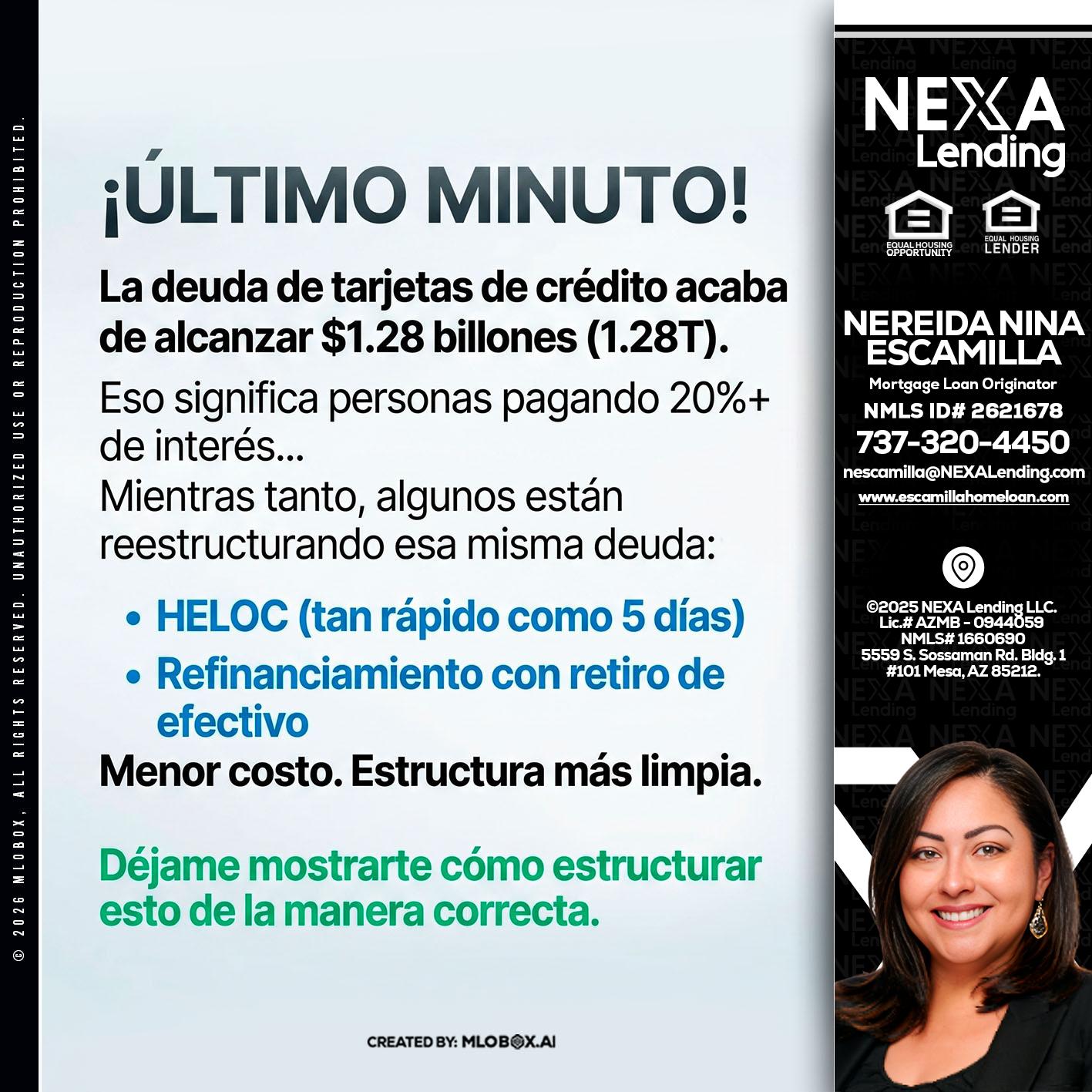 ultimo minuto - Nereida Nina Escamilla -Mortgage Loan Originator