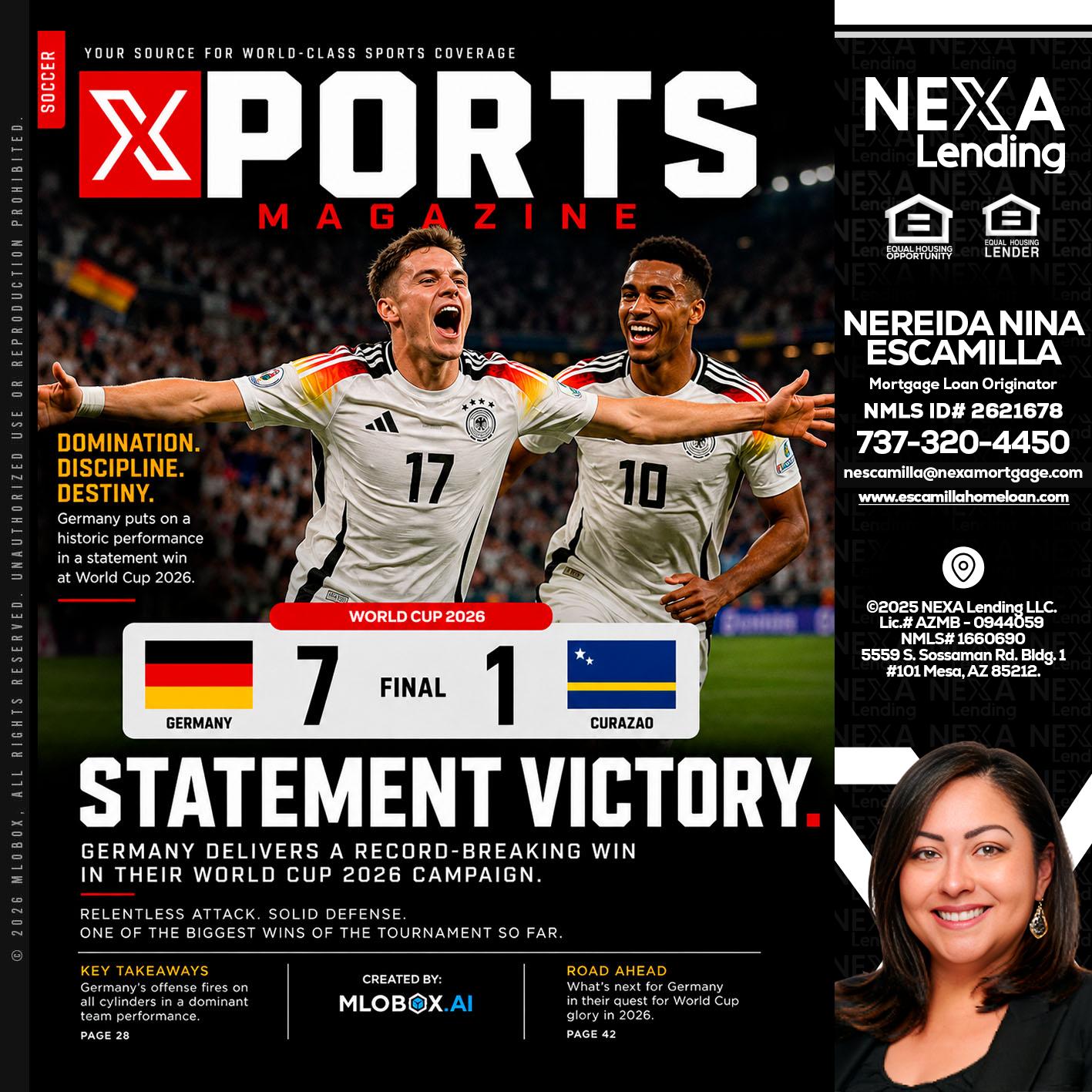 GERMANY VS CURASSAO (7-1) - Nereida Nina Escamilla -Mortgage Loan Originator