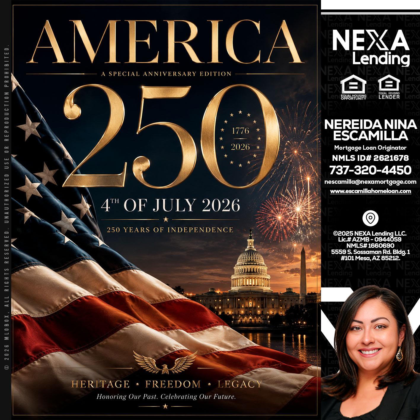 AMERICA 250 TH - Nereida Nina Escamilla -Mortgage Loan Originator
