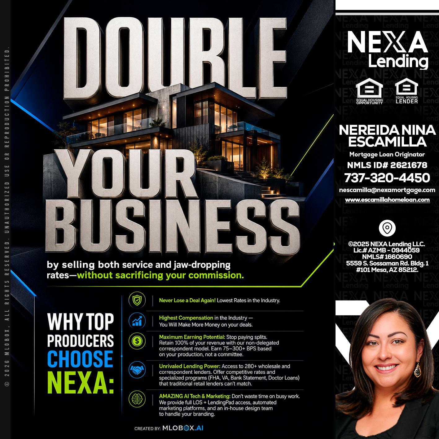 DOUBLE YOUR BUSINESS - Nereida Nina Escamilla -Mortgage Loan Originator