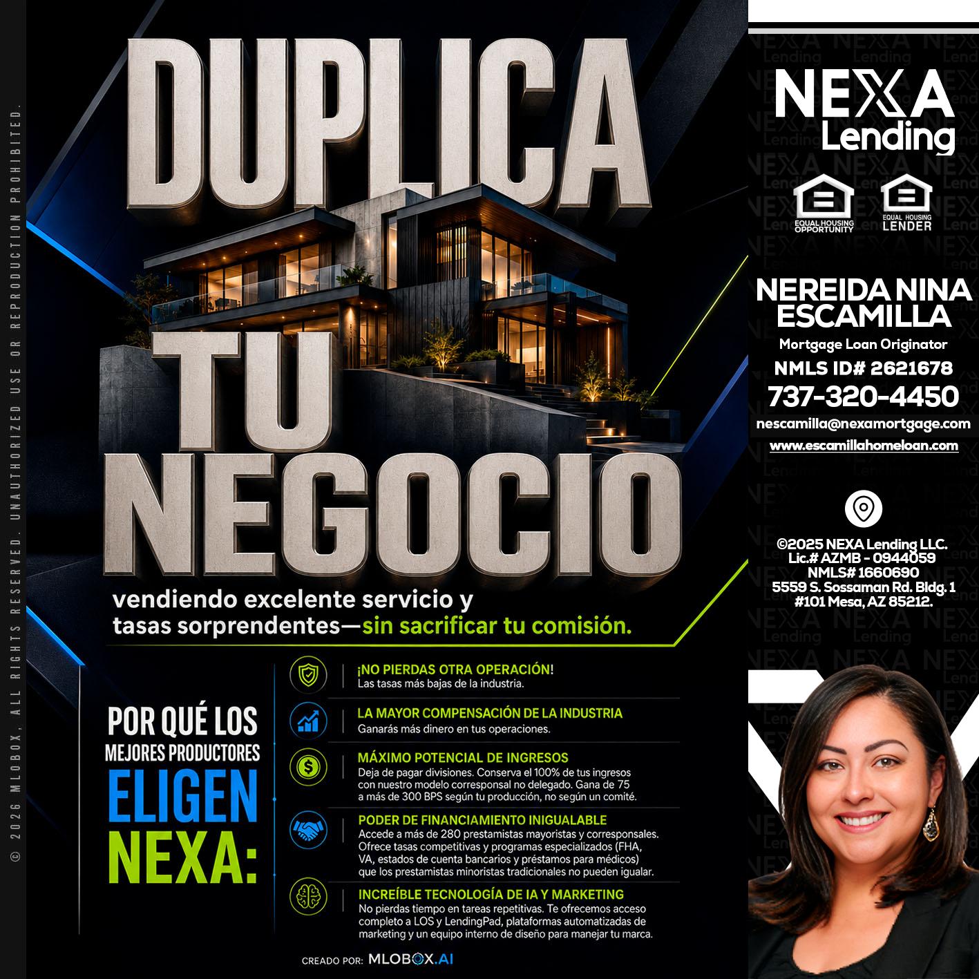 DUPLICA TU NEGOCIO - Nereida Nina Escamilla -Mortgage Loan Originator