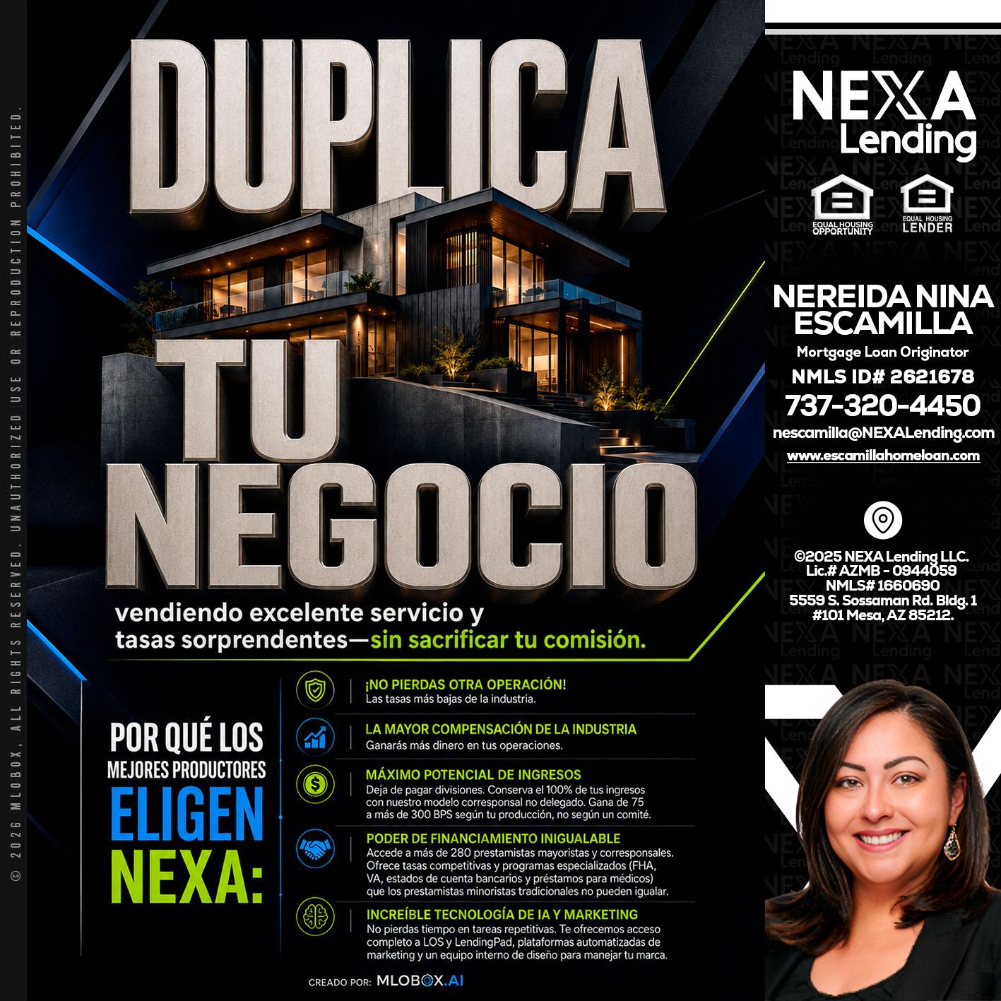 DUPLICA TU NEGOCIO - Nereida Nina Escamilla -Mortgage Loan Originator
