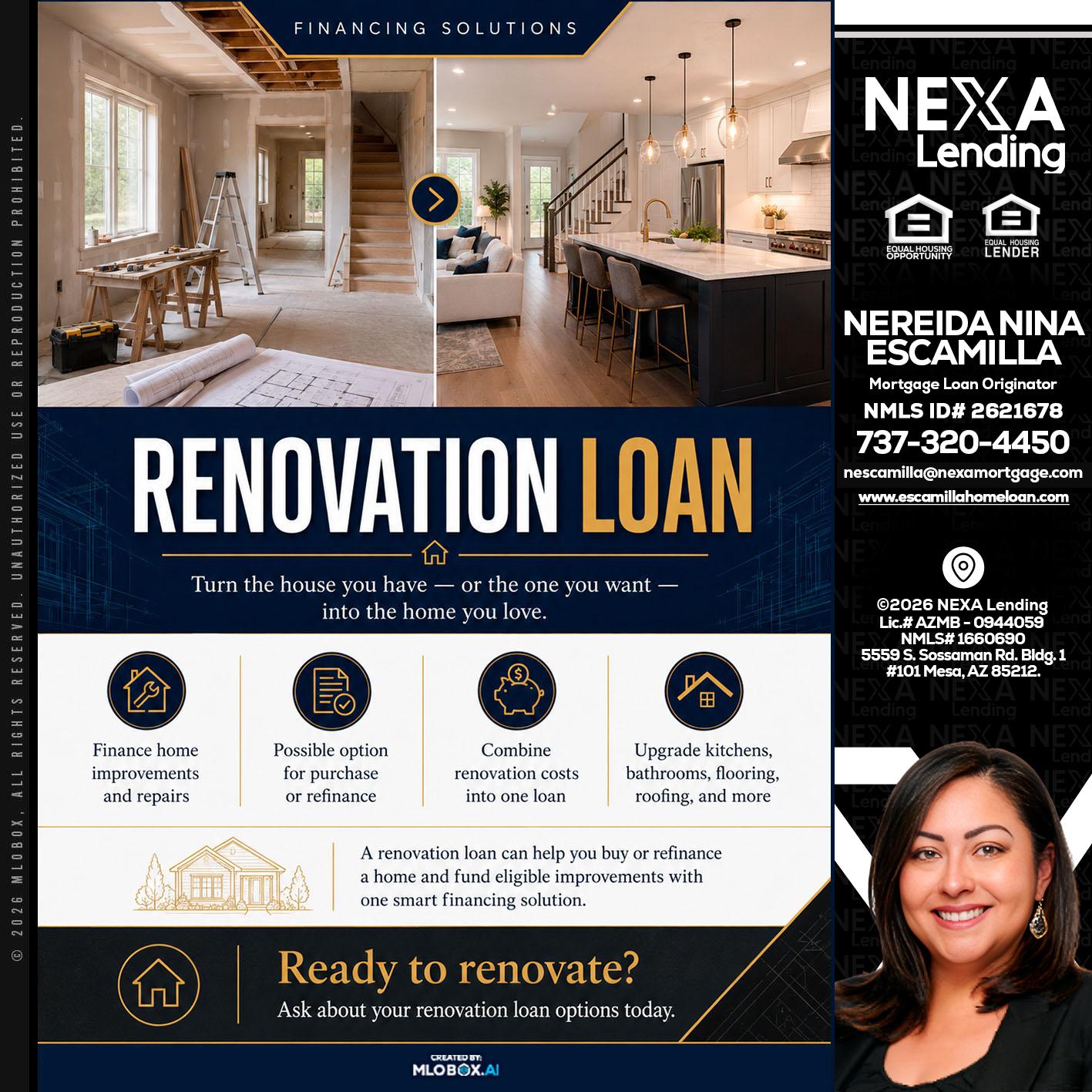 RENOVATION LOAN - Nereida Nina Escamilla -Mortgage Loan Originator