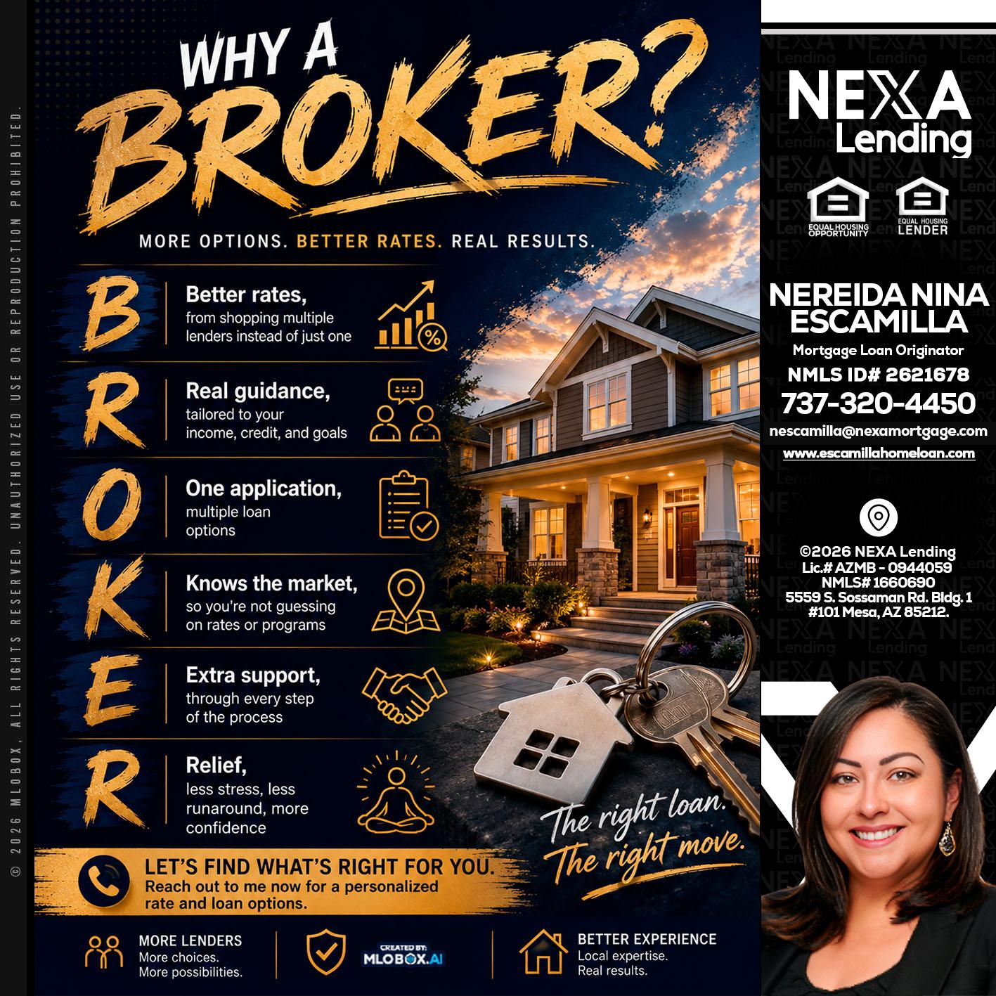 WHY A BROKER? - Nereida Nina Escamilla -Mortgage Loan Originator